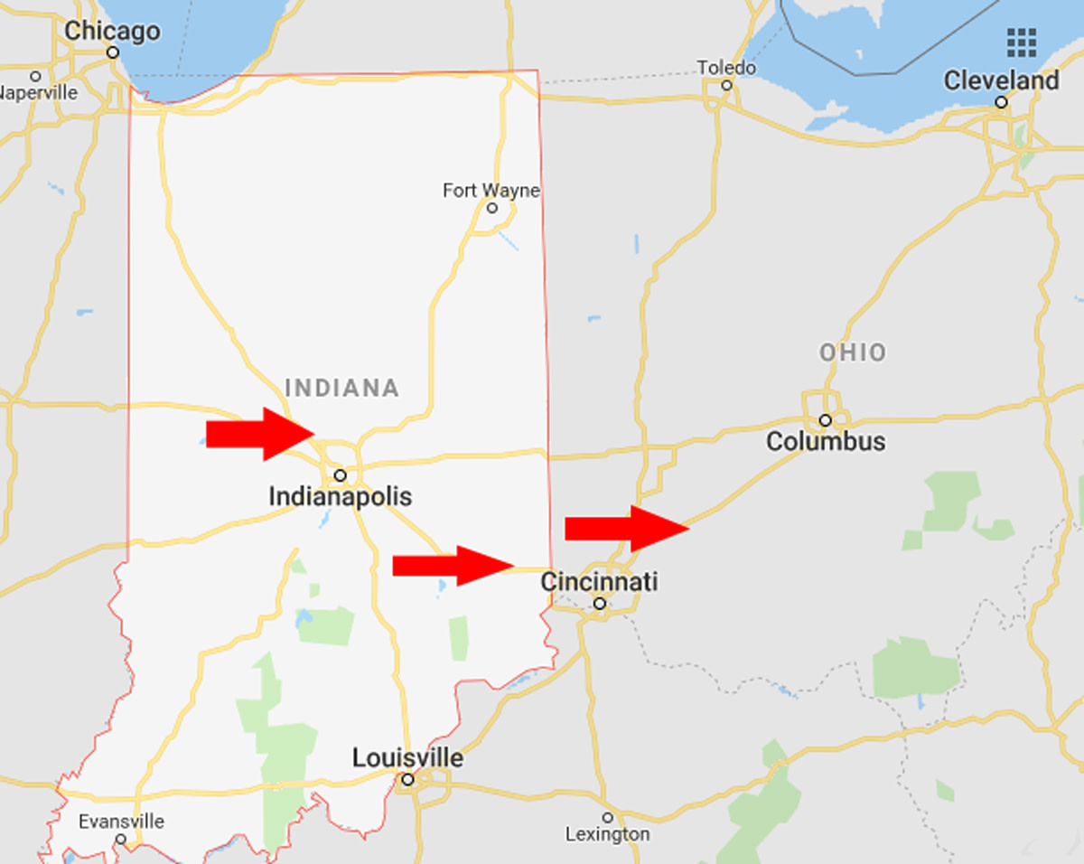 Indiana Ohio flu map